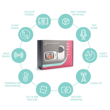 BabyWombWorld 3.2″ Rotating Video Baby Monitor with Audio and Night Vision